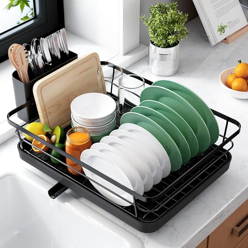 Kitsure Stainless Steel Dish Drying Rack for Kitchen Counter with Cutl