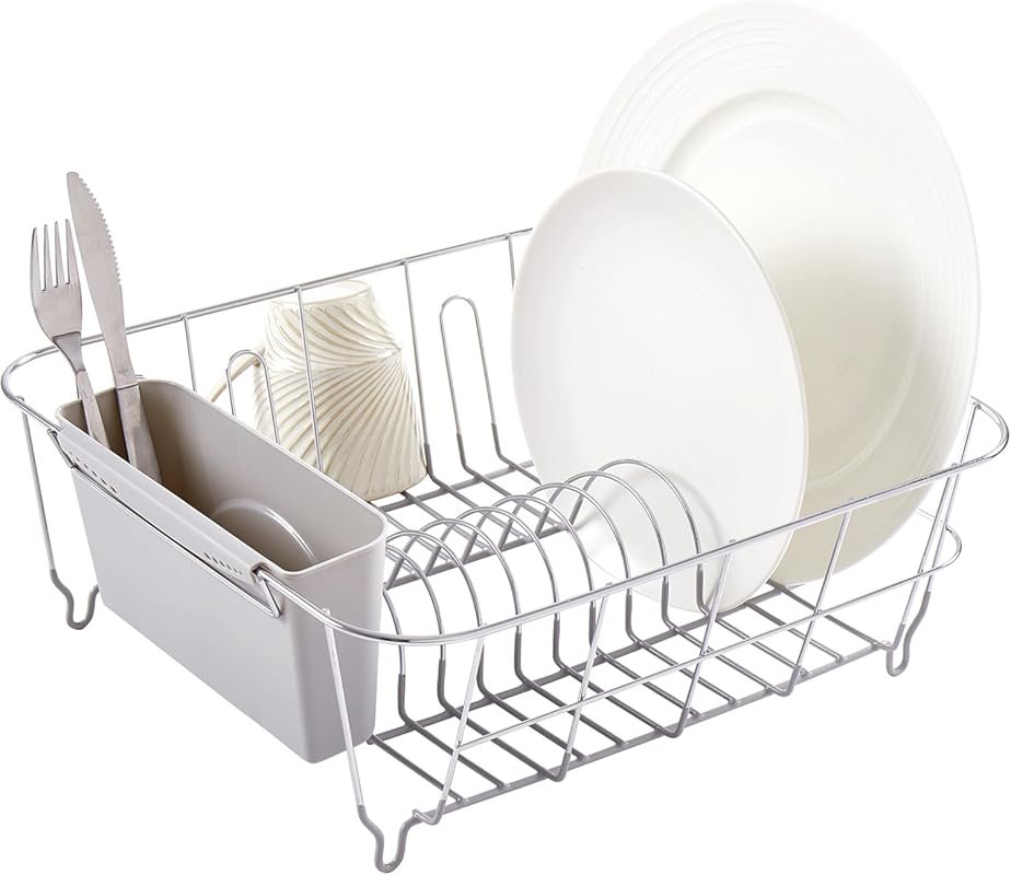 Compact Sink-Fitting Dish Drying Rack and Cutlery Holder 2-Piece Set –