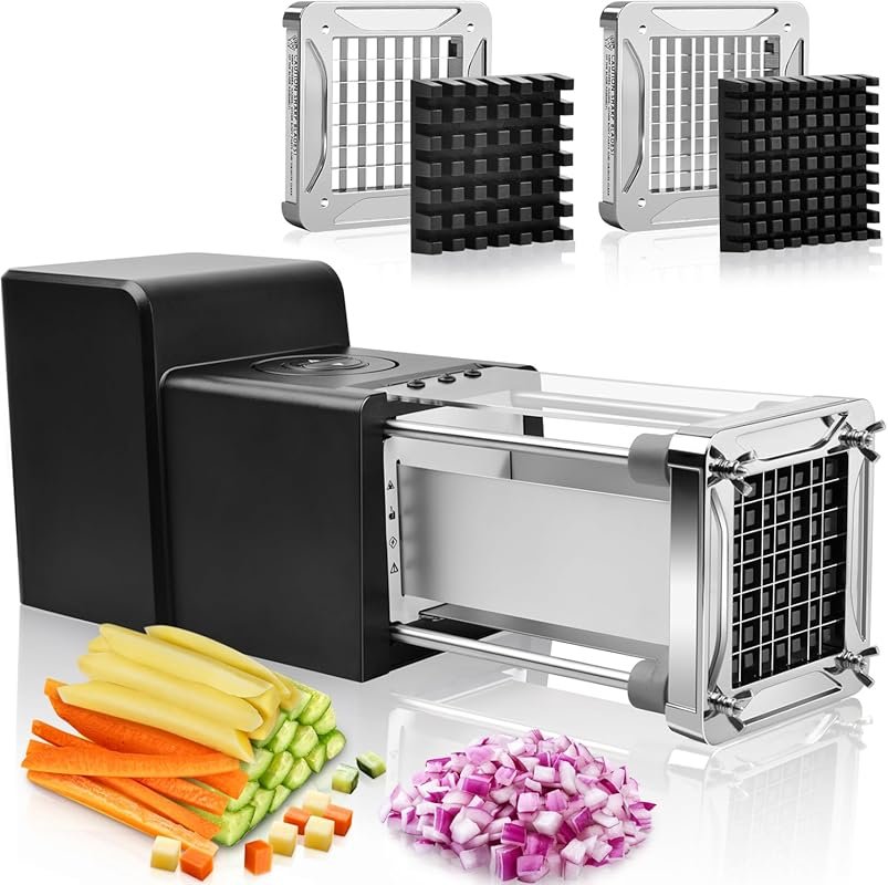 Sopito Electric French Fry Cutter with Stainless Steel 1/2 and 3/8 Inch Blades