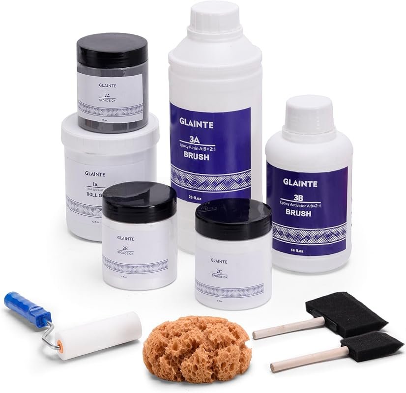 GLAINTE Epoxy Countertop Paint Kit, White Granite Kitchen Bathroom Ref