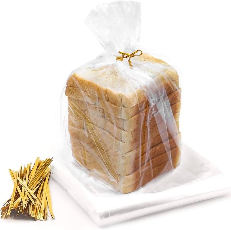 105-Pack Reusable Clear Bread Bags with Ties, Adjustable for Homemade 