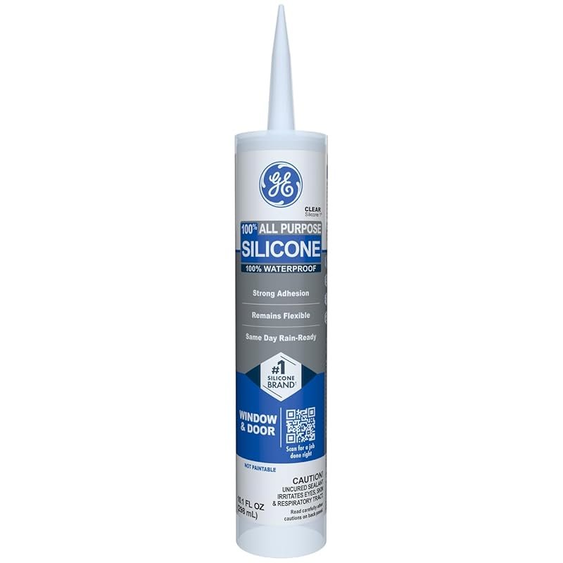 GE All Purpose Silicone Caulk, 100% Waterproof, Stronger Adhesion, Fre