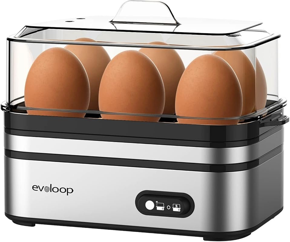 Evoloop Rapid Egg Cooker Electric 6 Eggs – Soft, Medium, Hard Boiled, 