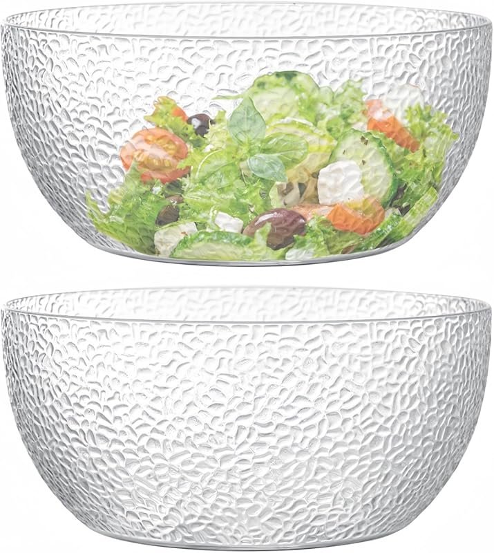 130 oz Clear Acrylic Salad Bowls Set of 2, Break-Resistant for Fruits