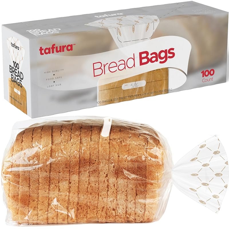 100-Pack Clear Bread Bags with Twist Ties for Sandwich and Baked Goods