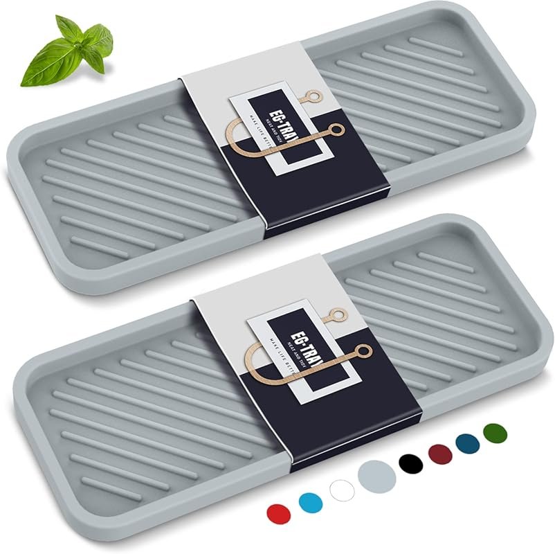 EG-SIPRO Kitchen Sink Organizer Tray – 2 Pack Silicone Sponge Holder f
