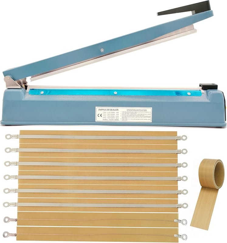 16 Inch Manual Impulse Heat Sealer for Mylar Bags - 110V, 8 Replacemen