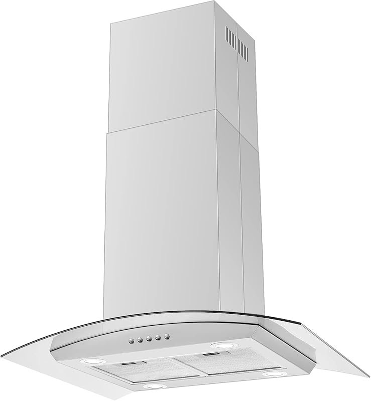 JOEAONZ 30 Inch Island Range Hood 700 CFM Stainless Steel Push Button 