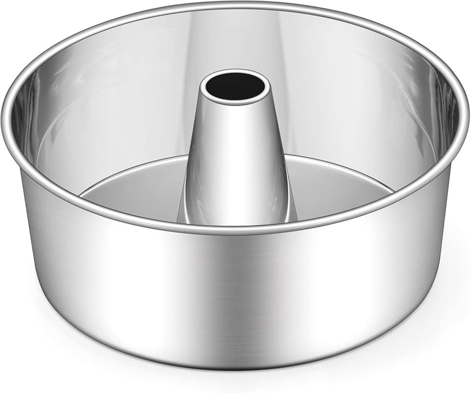 E-far 10-Inch Stainless Steel Angel Food Cake Pan, One-Piece Non-toxic