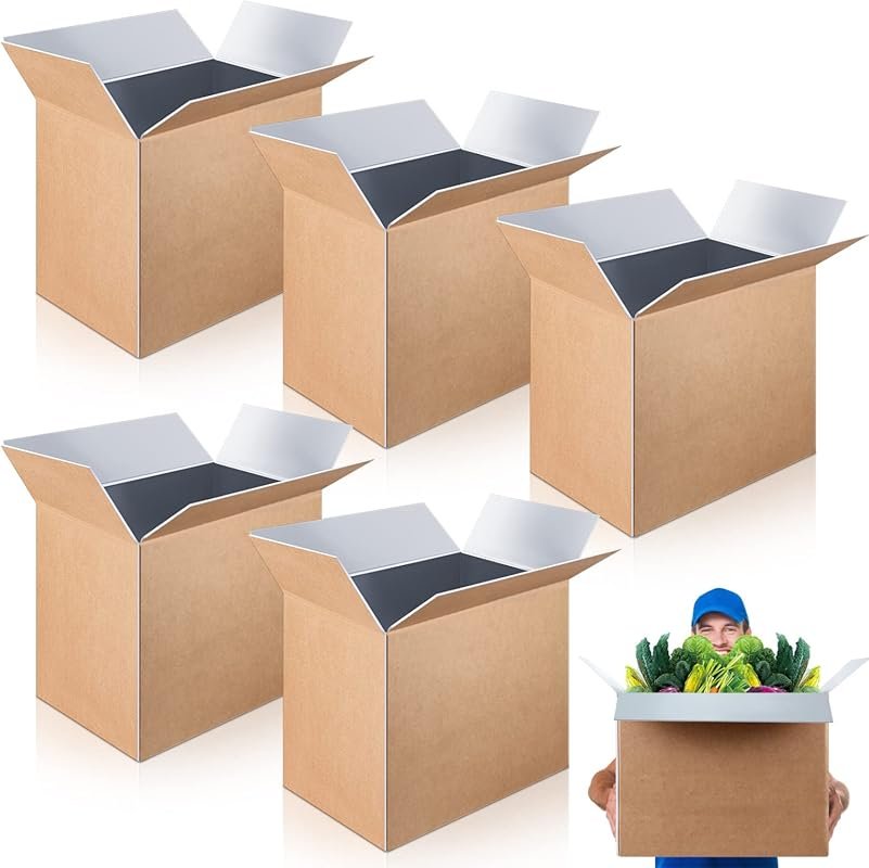 Henoyso 5 Pack Large Insulated Shipping Boxes, 19x12x16 with Foil Line