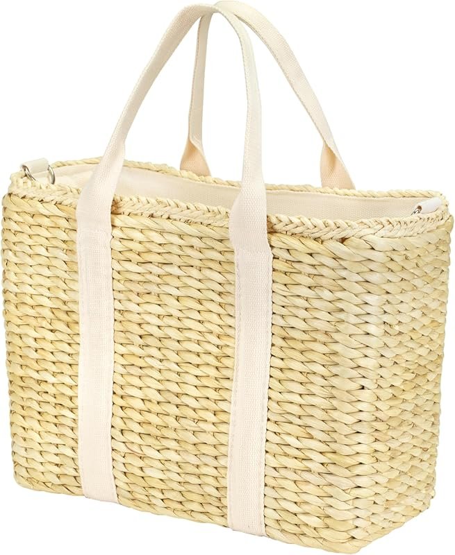 Premium Insulated Beach Cooler Bag – Leakproof Corn Husk Tote, Straw Rattan Design, Picnic Basket for Women, Wedding Gifts, Lunch
