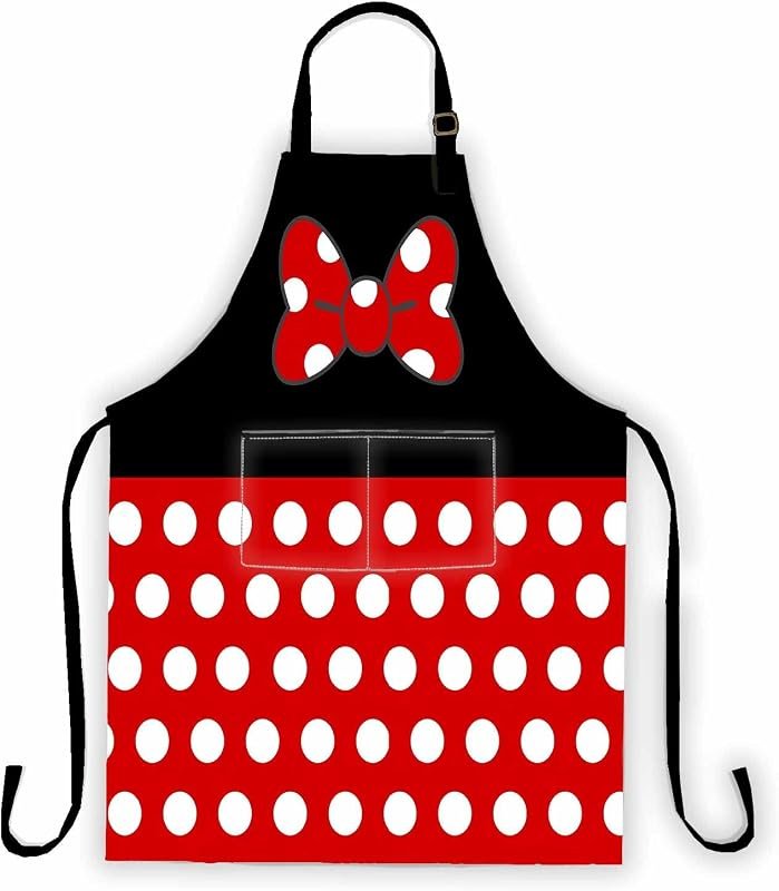 Cartoon Mouse Apron with Polka Dots – Adjustable Neck Strap with 2 Poc