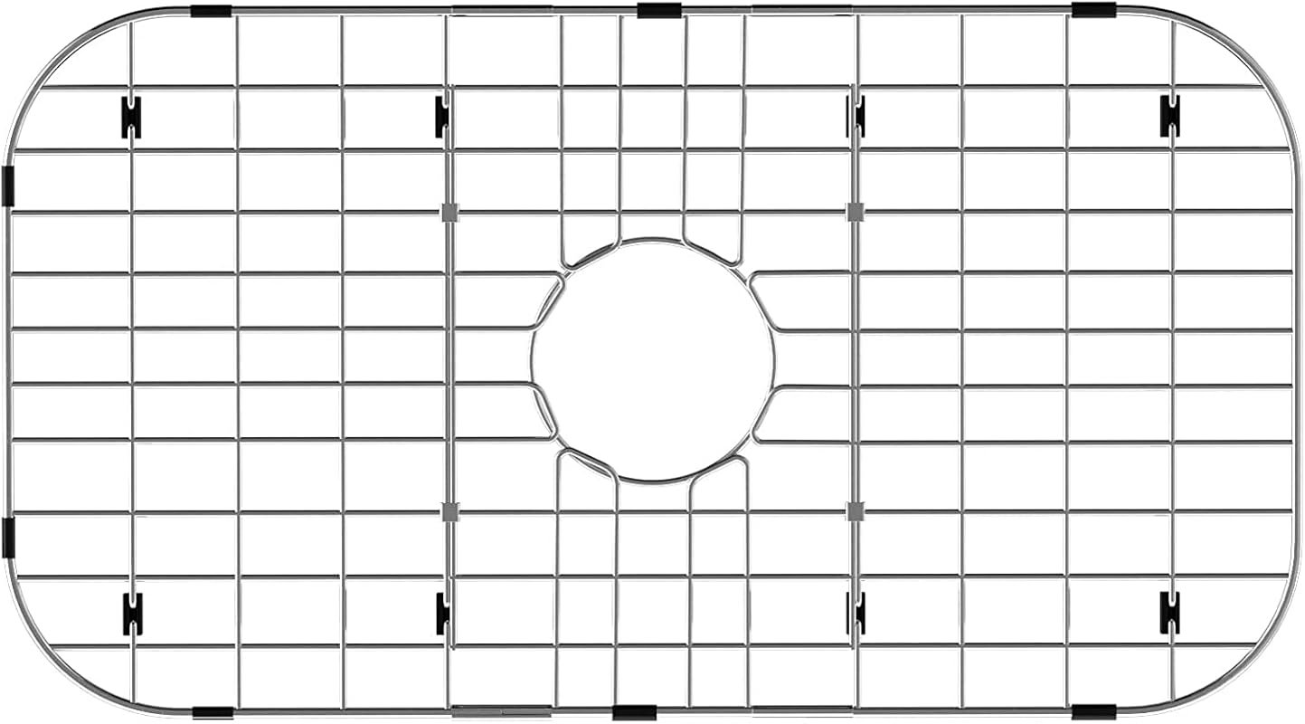 Stainless Steel Kitchen Sink Bottom Grid Protector 26x14 Inch with Center Drain Hole Sink Grate