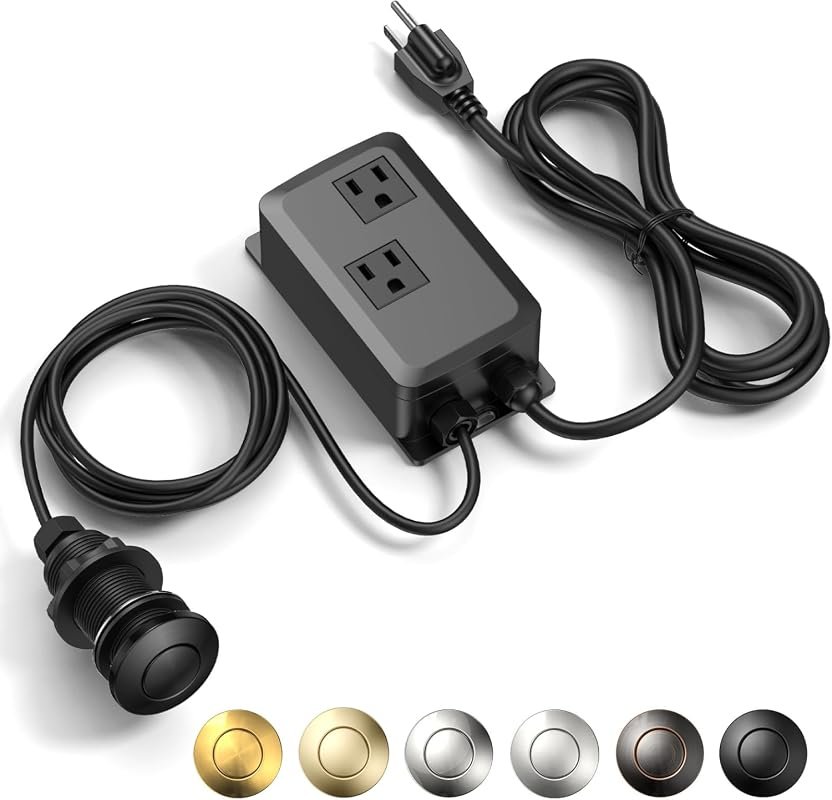 Professional Garbage Disposal Air Switch Kit with Dual Outlet, Brass C