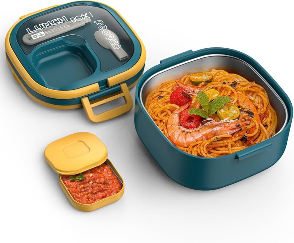 PEDECO Single-Layer Bento Lunch Box for Kids & Adults - Removable Stai