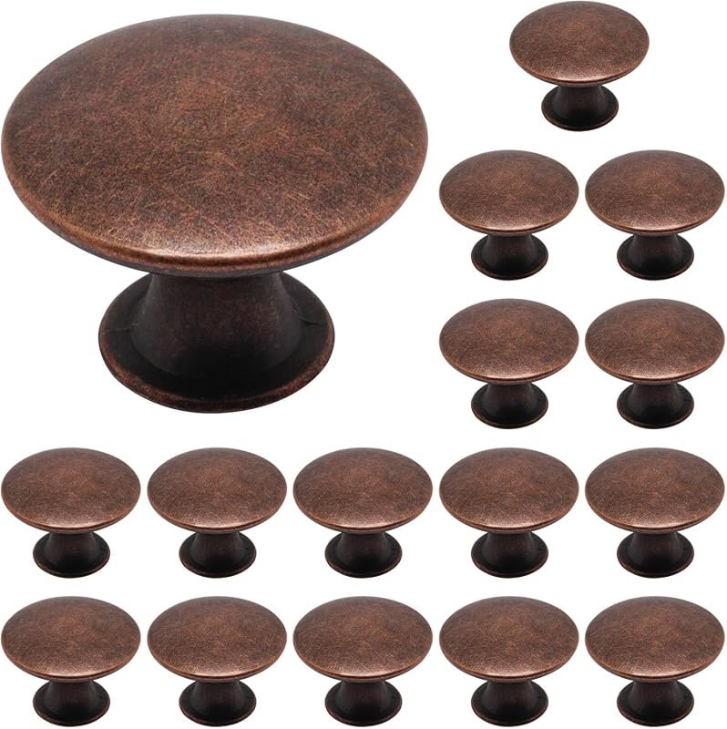 16 Pack Oil Rubbed Bronze Round Cabinet Knobs for Kitchen Drawers Cupb