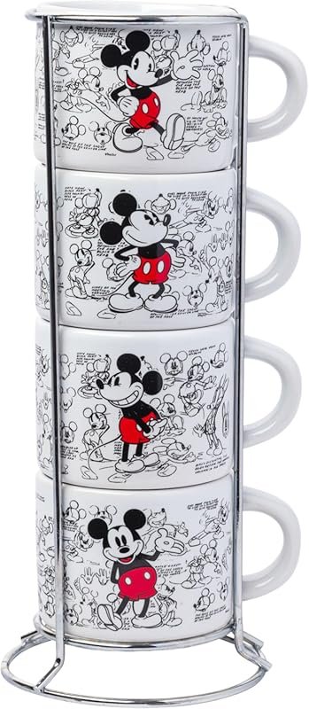 Silver Buffalo Disney Mickey Mouse Vintage Sketches Art 4pc Stackable
