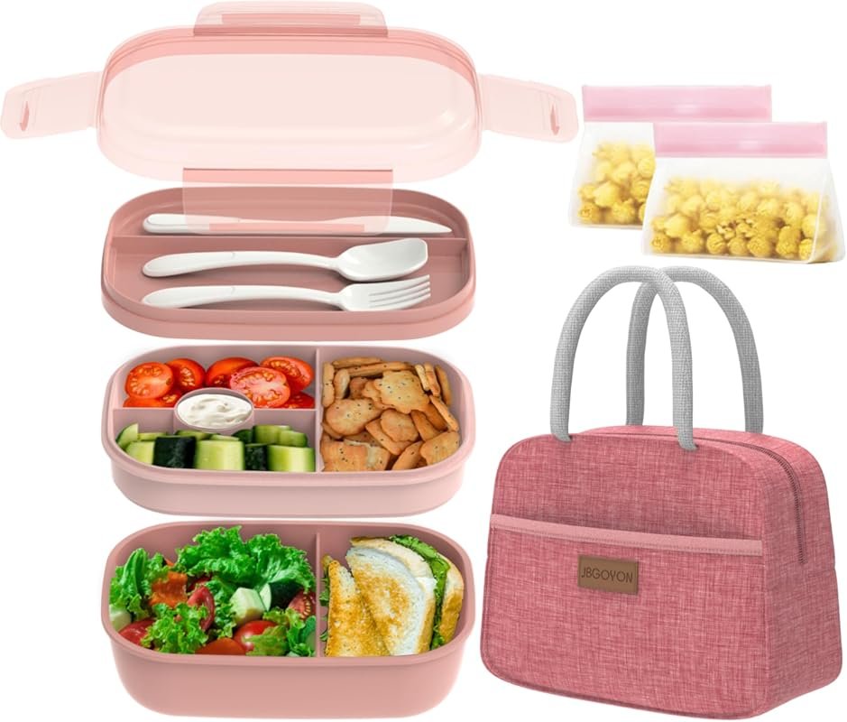JBGOYON Bento Lunch Box Set - Stackable Containers, Leak-Proof, BPA-Fr