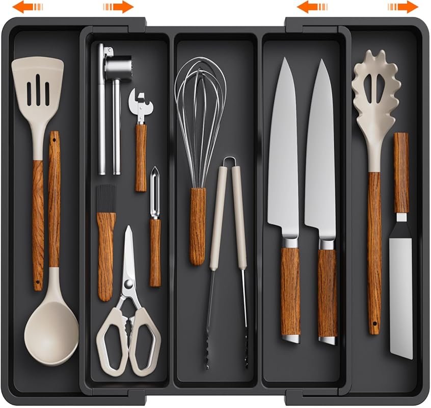 Lifewit Expandable Utensil Tray Adjustable Cutlery and Silverware Hold