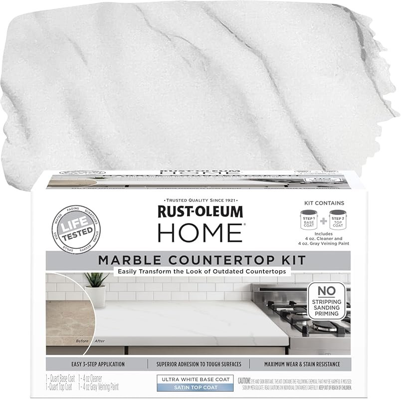 Rust-Oleum 384964 Home Marble Countertop Coating Kit, 72 fl oz White f