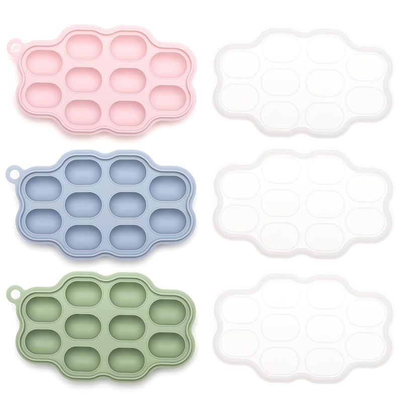 Kingkam Silicone Nibble Freezer Tray 3 Pack, Baby Breastmilk Popsicle 