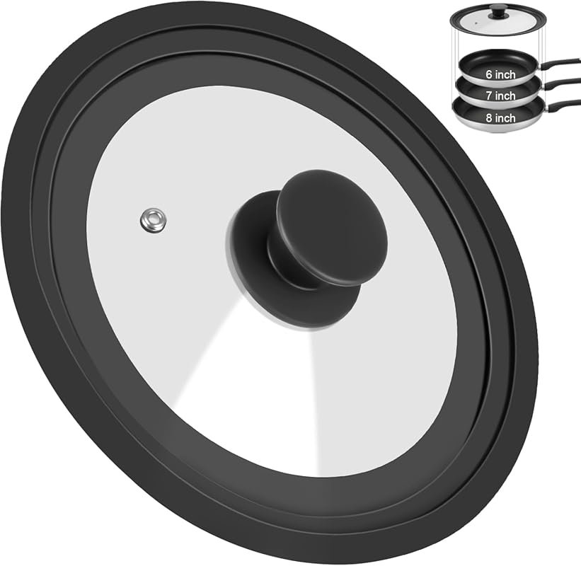 Universal Lid for Pots, Pans, Skillets - Tempered Glass Silicone Rim, 