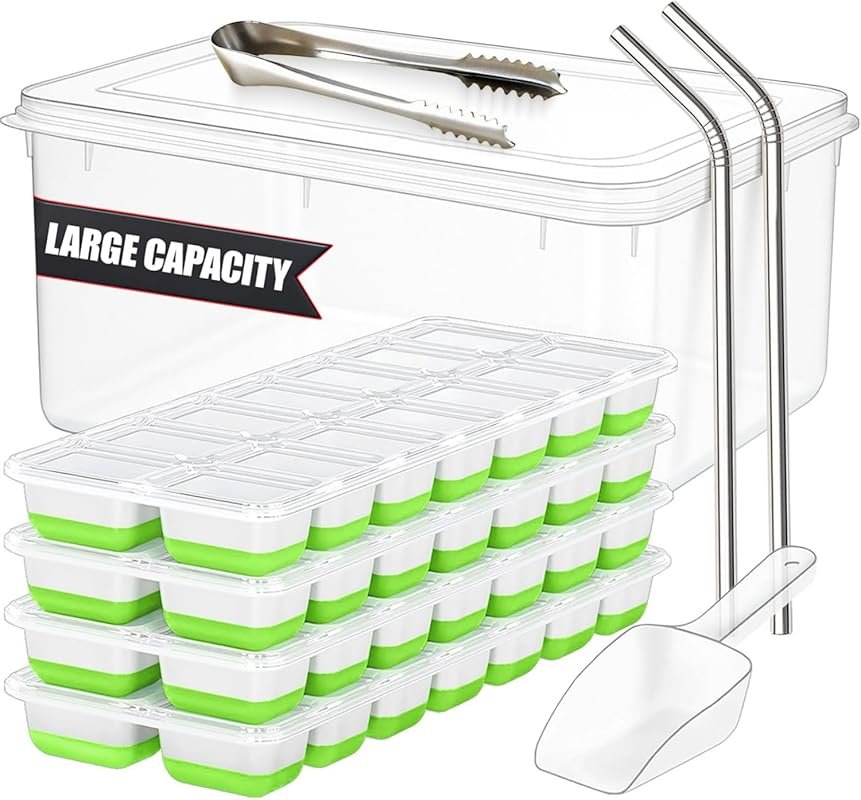 56-Piece Ice Cube Tray Set with Lid and Bin