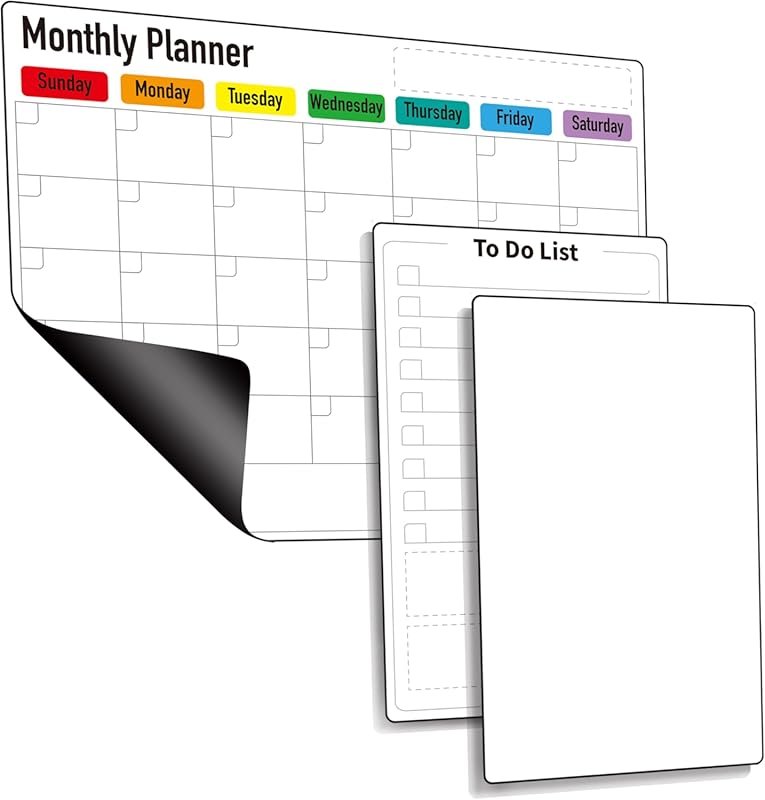 ZazzyKid 3-Pack Magnetic Dry Erase Fridge Calendar – 14.6x11.6 Monthly