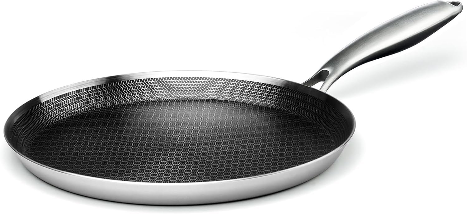 Innerwell Stainless Steel Crepe Pan 11-Inch, Nonstick Honeycomb Coatin