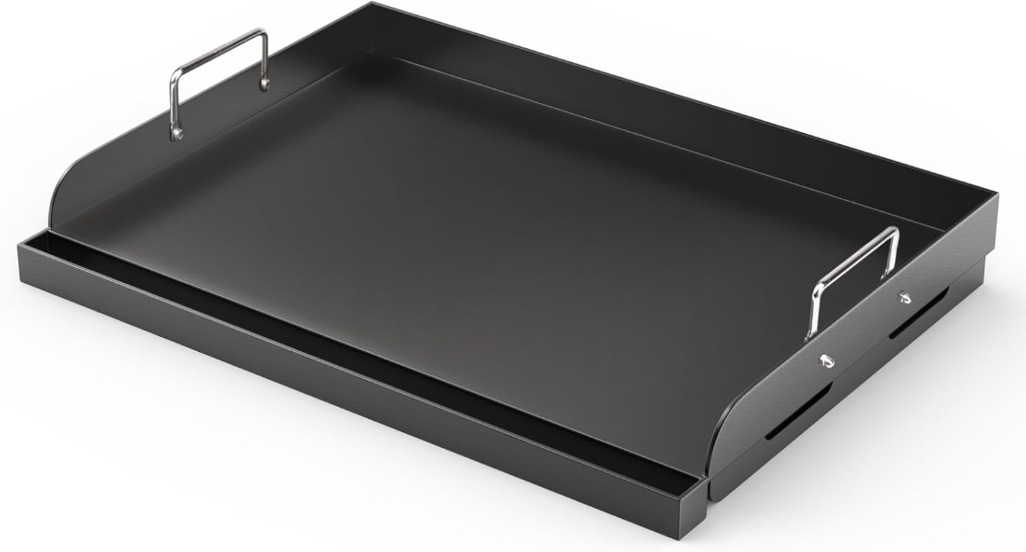 17x13 Nonstick Griddle for Gas Grill Charcoal Stove, Flat Top with Rem