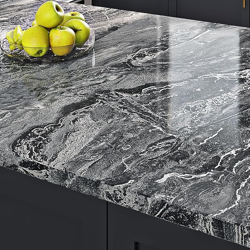 Livelynine 36x197 Inch Extra Wide Glossy Marble Contact Paper, Waterpr