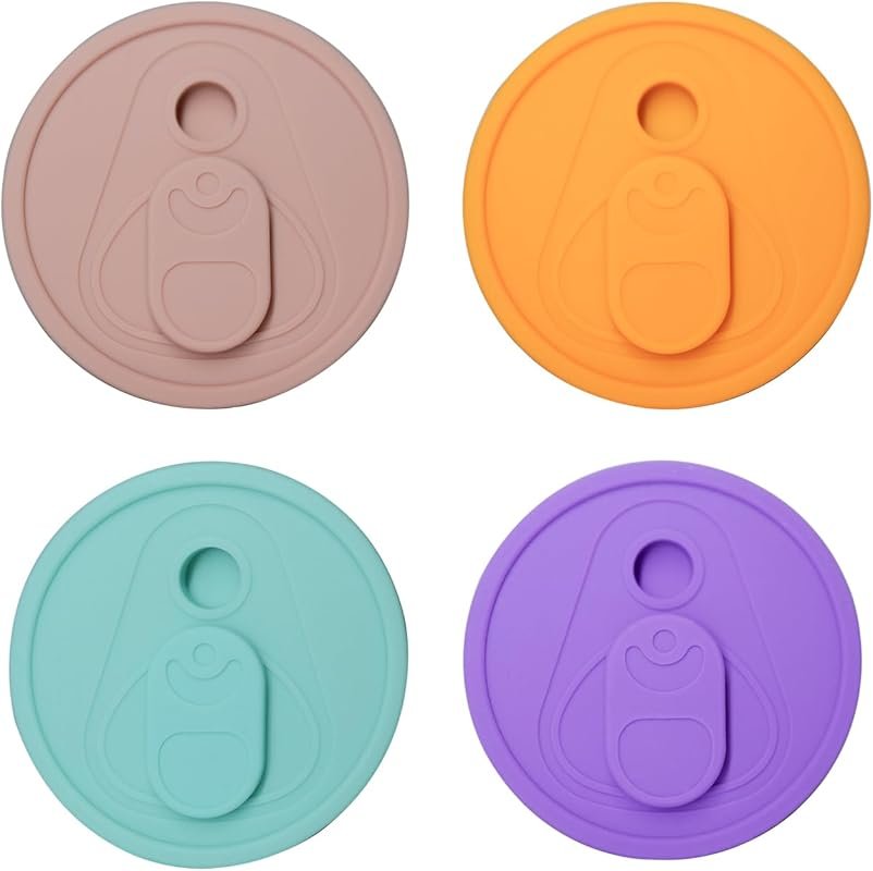 4 Pack Silicone Lids for Glass Cups with Bamboo Lids and Straws, 2.75