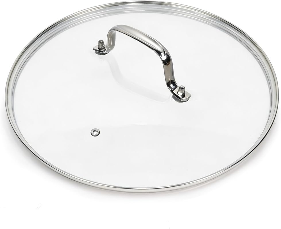 12-Inch Tempered Glass Lid with Stainless Steel Handle for Frying Pans
