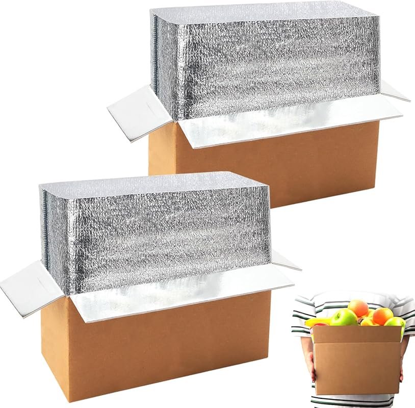 2 Pack Hot/Cold Double Insulated Shipping Box with Aluminum Foil Liner