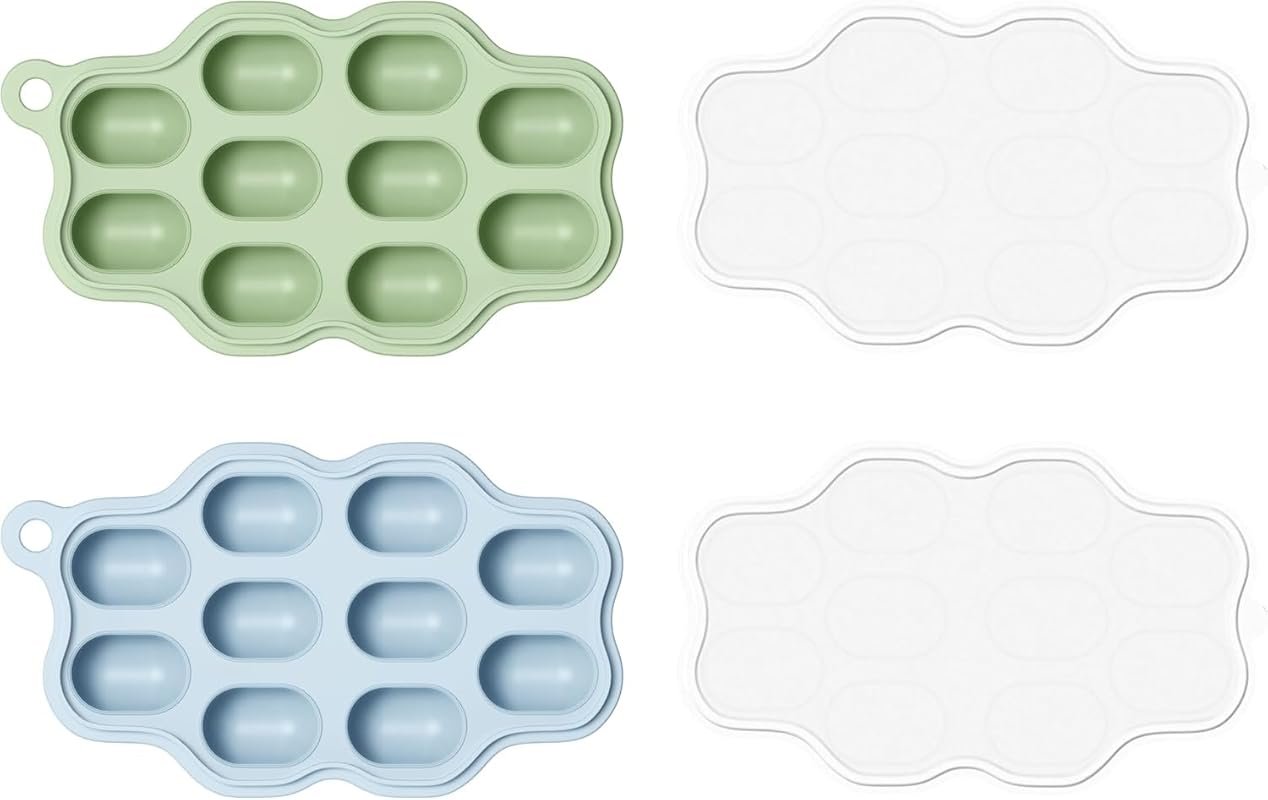 Baby Food Freezer Tray with Lid 2 Pack, Silicone Baby Food Storage Con