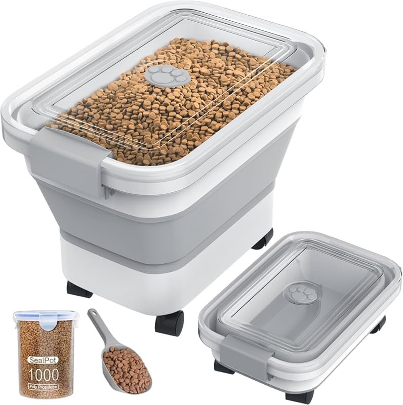 Collapsible Dog Food Storage Container 20-23 lbs with Airtight Transpa