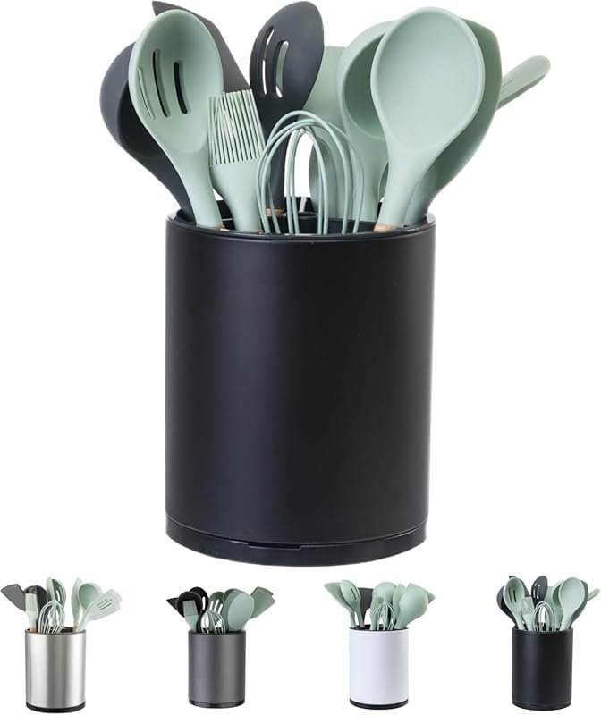 LIBODOUR Extra Large 360° Rotating Kitchen Utensil Holder: Stainless S
