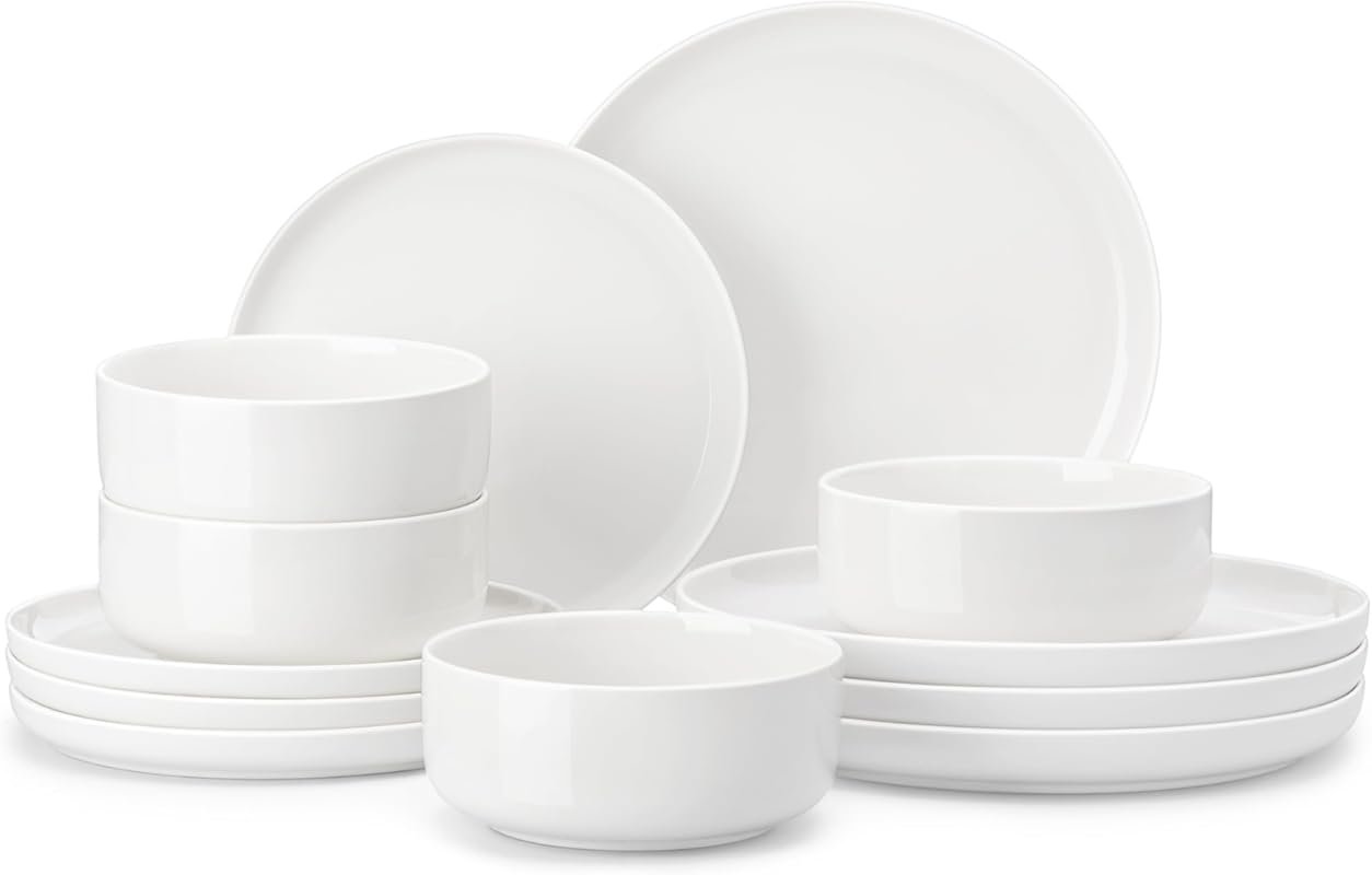 MALACASA 12-Piece Porcelain Dinnerware Set for 4 – Chip Resistant Cera