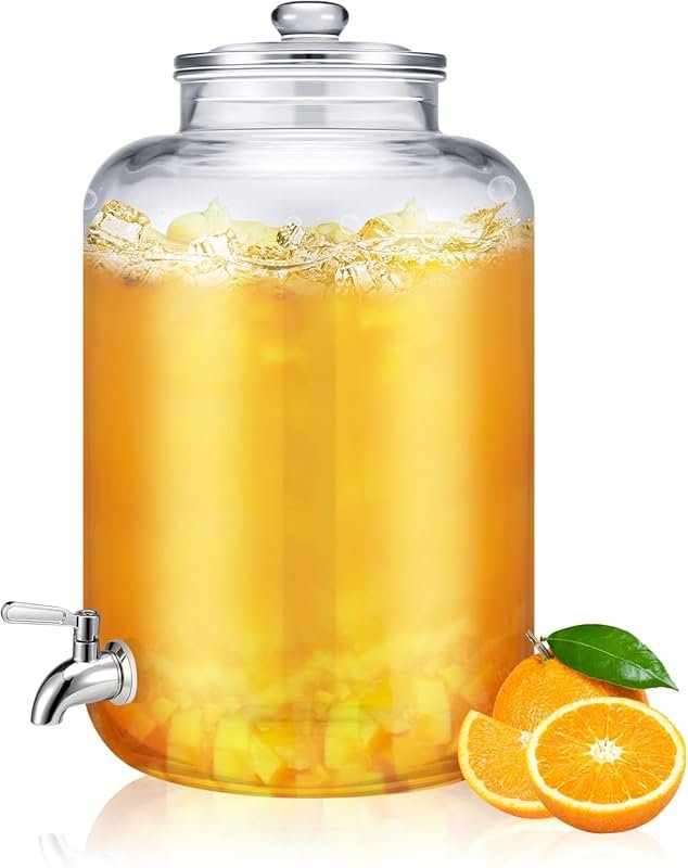 Newtay 5-Gallon Glass Water Dispenser Countertop with Glass Lid and Stainless Steel Spigot, Leakproof