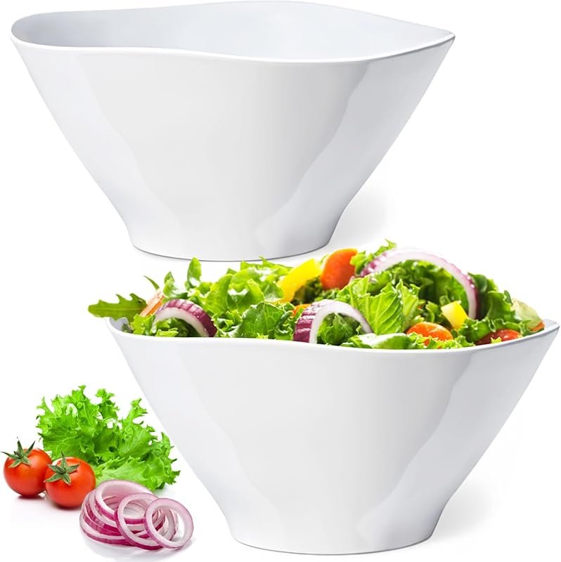 10 Unbreakable Plastic Salad Bowls 114 oz Set of 2, Microwave Dishwasher Safe