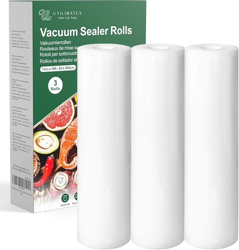 BPA-Free Heavy Duty Vacuum Sealer Bags Rolls 11x16 Feet 3-Pack, Custom
