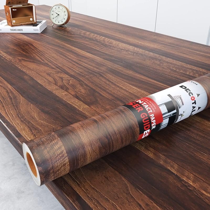Decotalk 30x400 Inch Walnut Wood Contact Paper Peel and Stick Waterpro