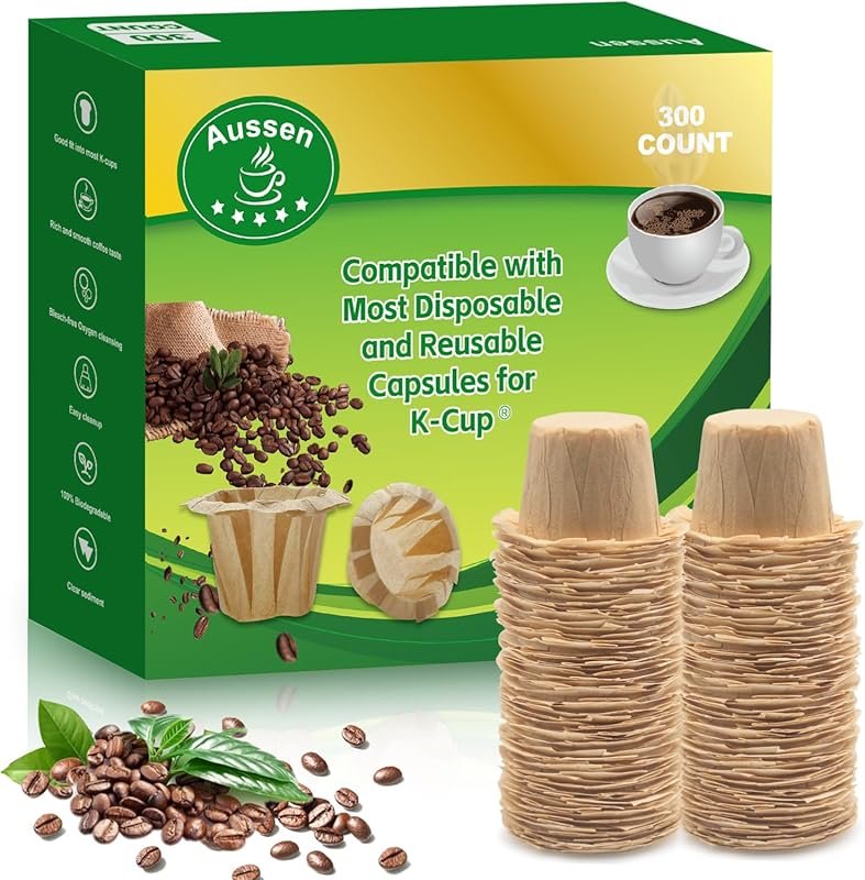 Aussen Disposable Coffee Paper Filters, Natural, 300 Count, Fit All Ke