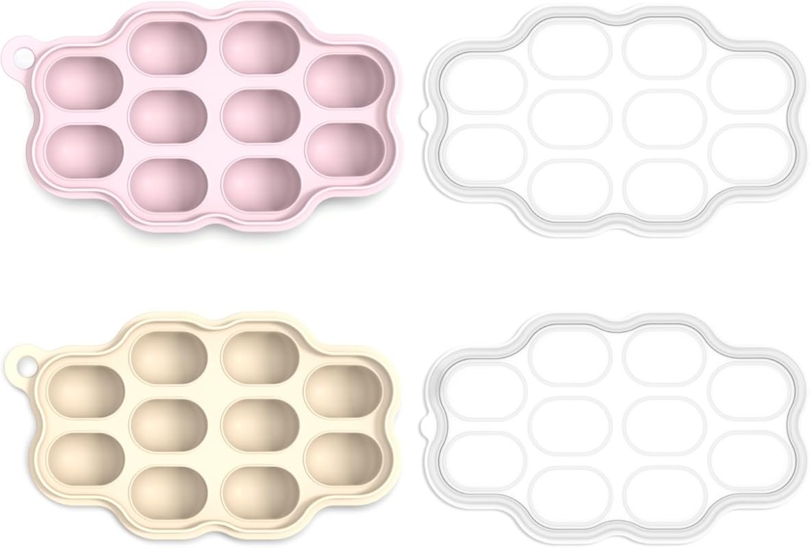 KingKam Baby Food Freezer Trays with Lids 2 Pack, Silicone Nibble Free