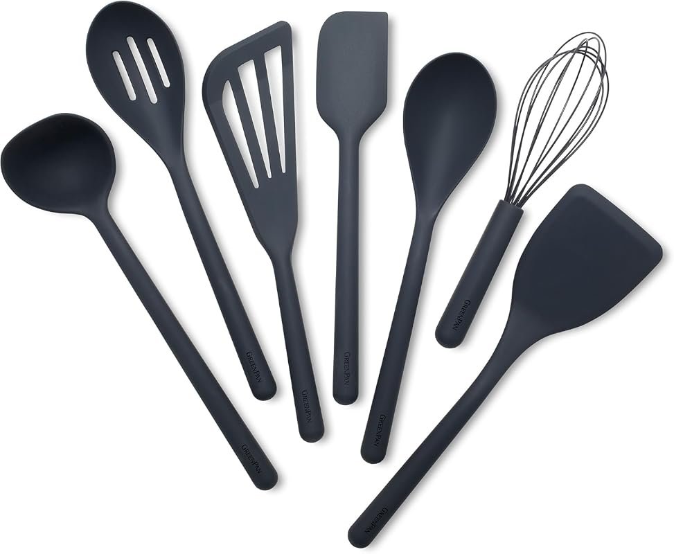 GreenPan Silicone 7-Piece Utensil Set with Ladle, Turners, Spatula, Sp