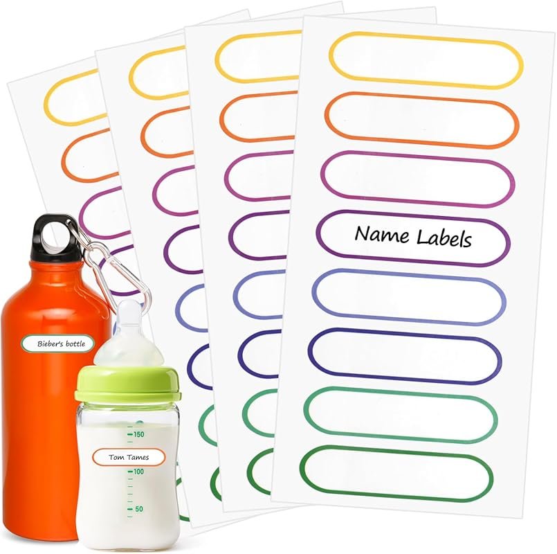 136 PCS Waterproof Self-Laminating Name Stickers for Kids