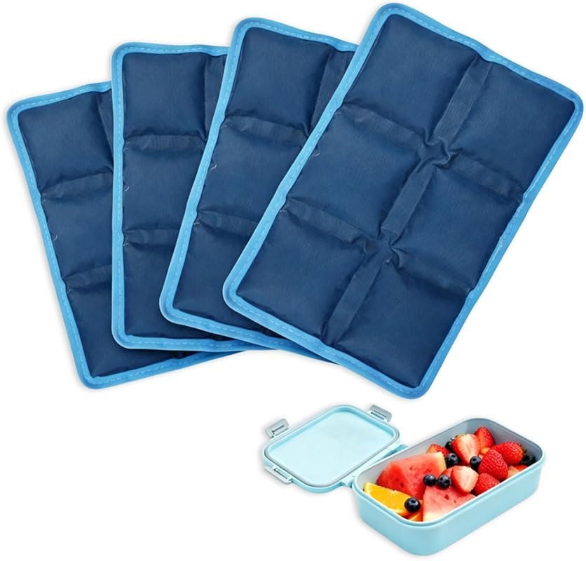 Small Slim Reusable Gel Cold Packs for Lunch Boxes - 6x4x0.7 Inch 4 Pa