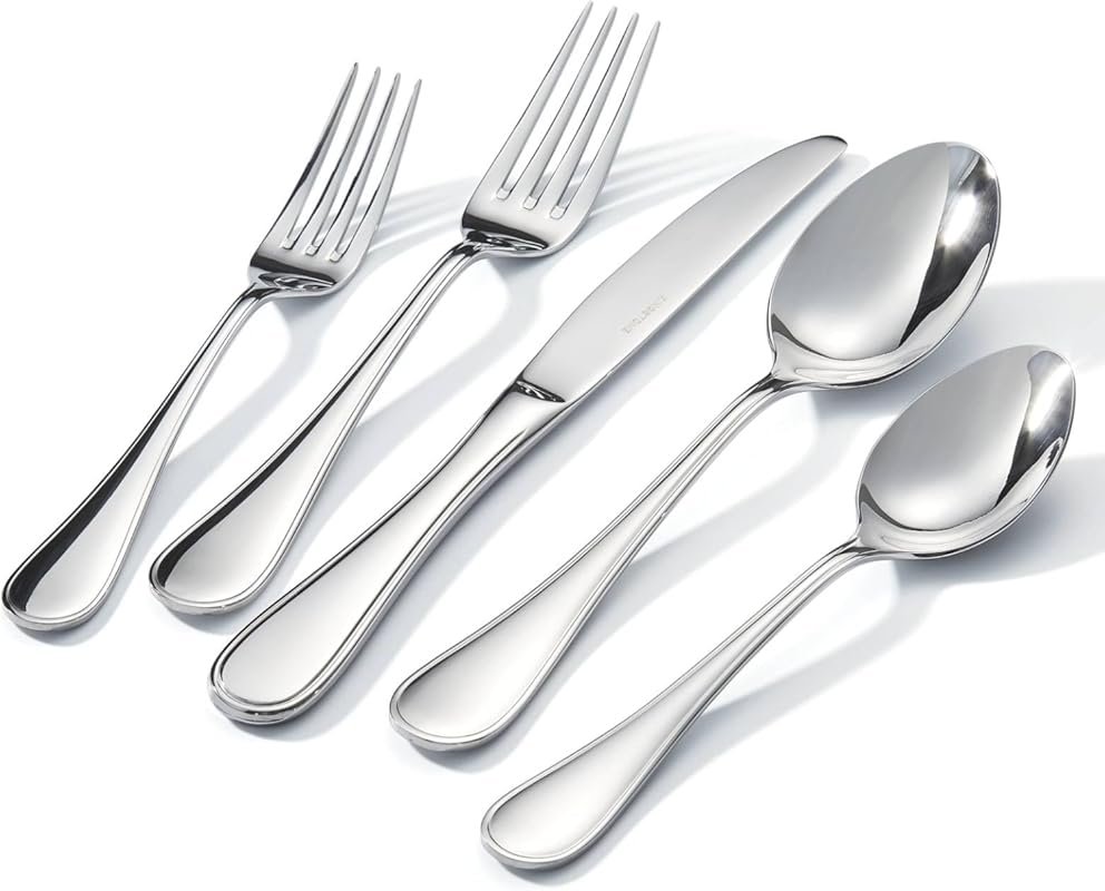 KINGSTONE 60-Piece Teardrop Silverware Set for 12, 18/10 Stainless Ste