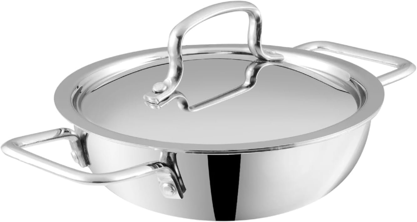 Vinod Platinum Triply Stainless Steel Extra Deep Kadai 18cm – Inductio