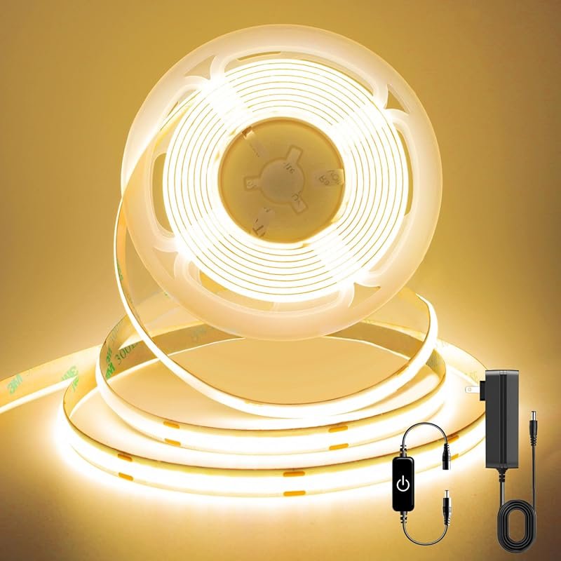 Pandery 9.84ft COB LED Strip, Touch Dimmable 2700K Warm White CRI90+ 9